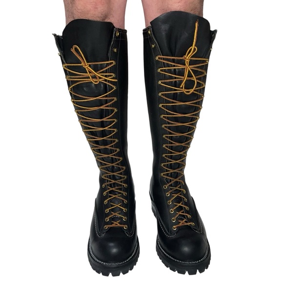 WESCO HIGHLINER 16” #100 VIBRAM LUG SOLE LACE UP MEN’S BOOTS SIZE 9 WIDE CALF - Picture 3 of 17